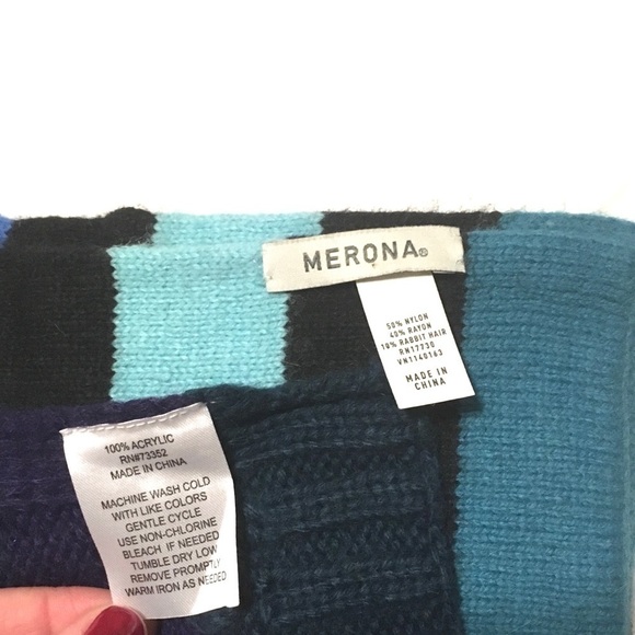 Striped Scarves Merona Knit Blue Black & Purple Set of 2 Winter Fashion Warm - Picture 4 of 4